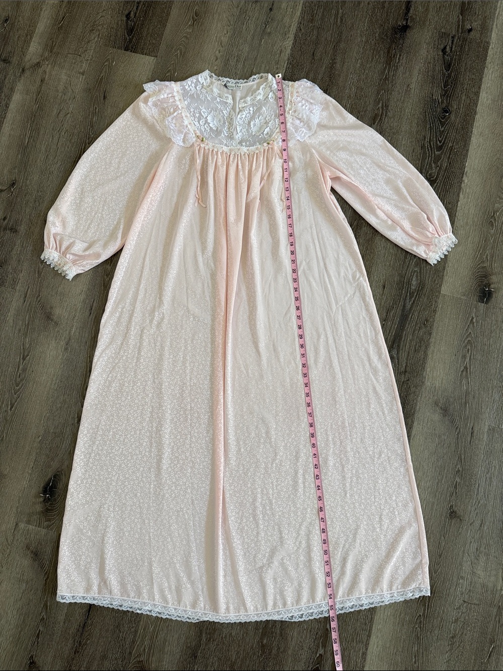 Dior Pink Lace-Trim Lingerie Long Nightgown - Picture 3 of 12